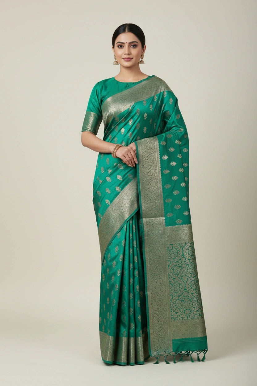 Handcrafted Dola Silk Banarasi Silk Saree - Magenta | Rangoli