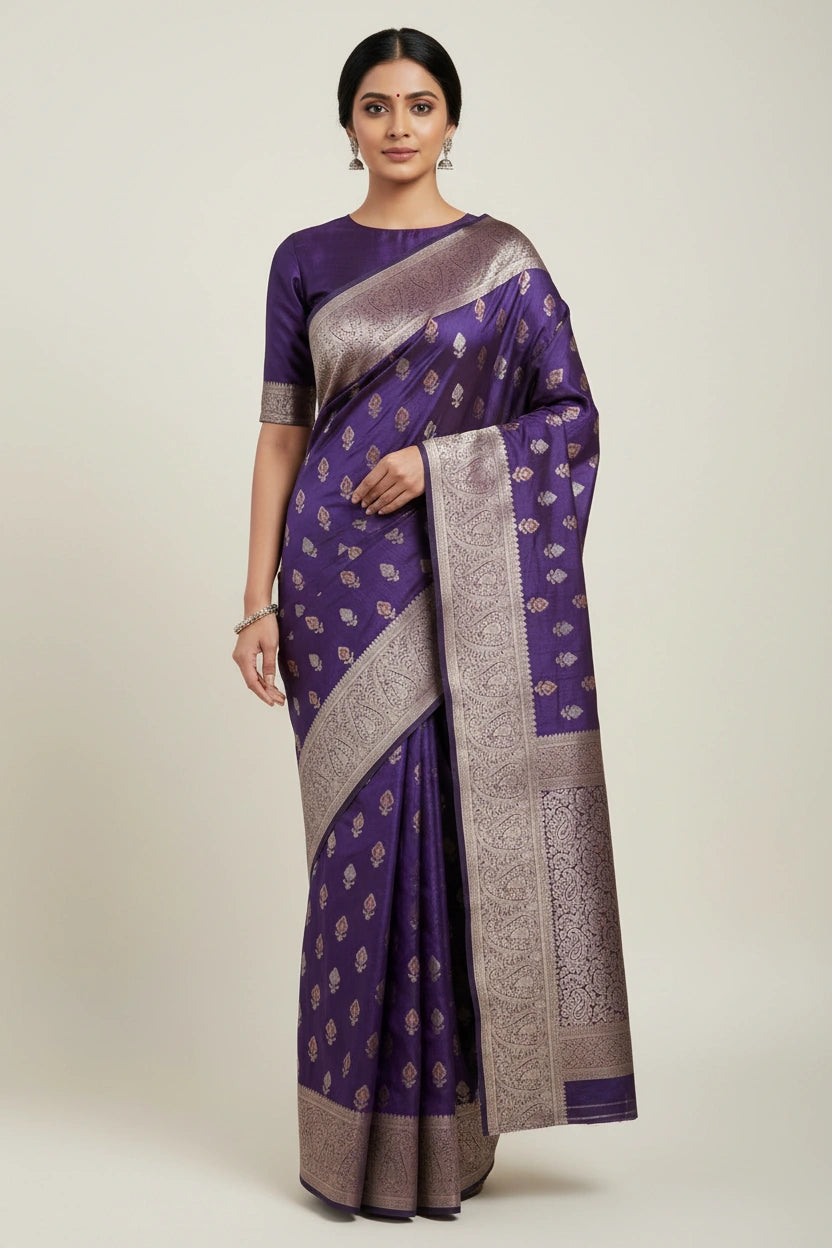 Handcrafted Dola Silk Banarasi Silk Saree - Maroon | Rangoli