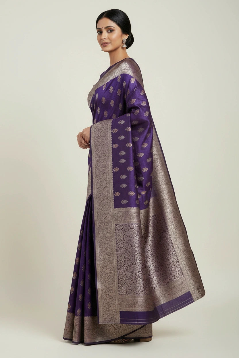 Handcrafted Dola Silk Banarasi Silk Saree - Gajari | Rangoli