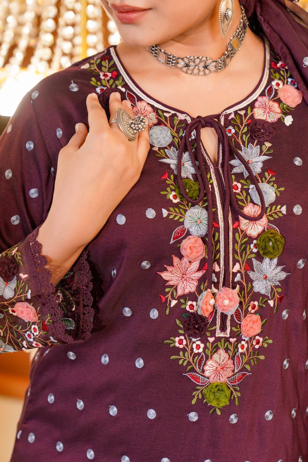 Wine Sharara Suit Set
