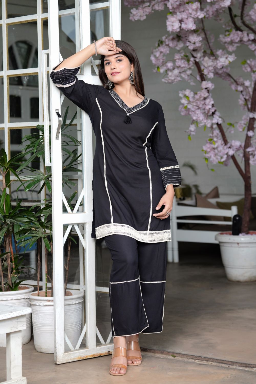 Charcoal Black Straight Suit Set