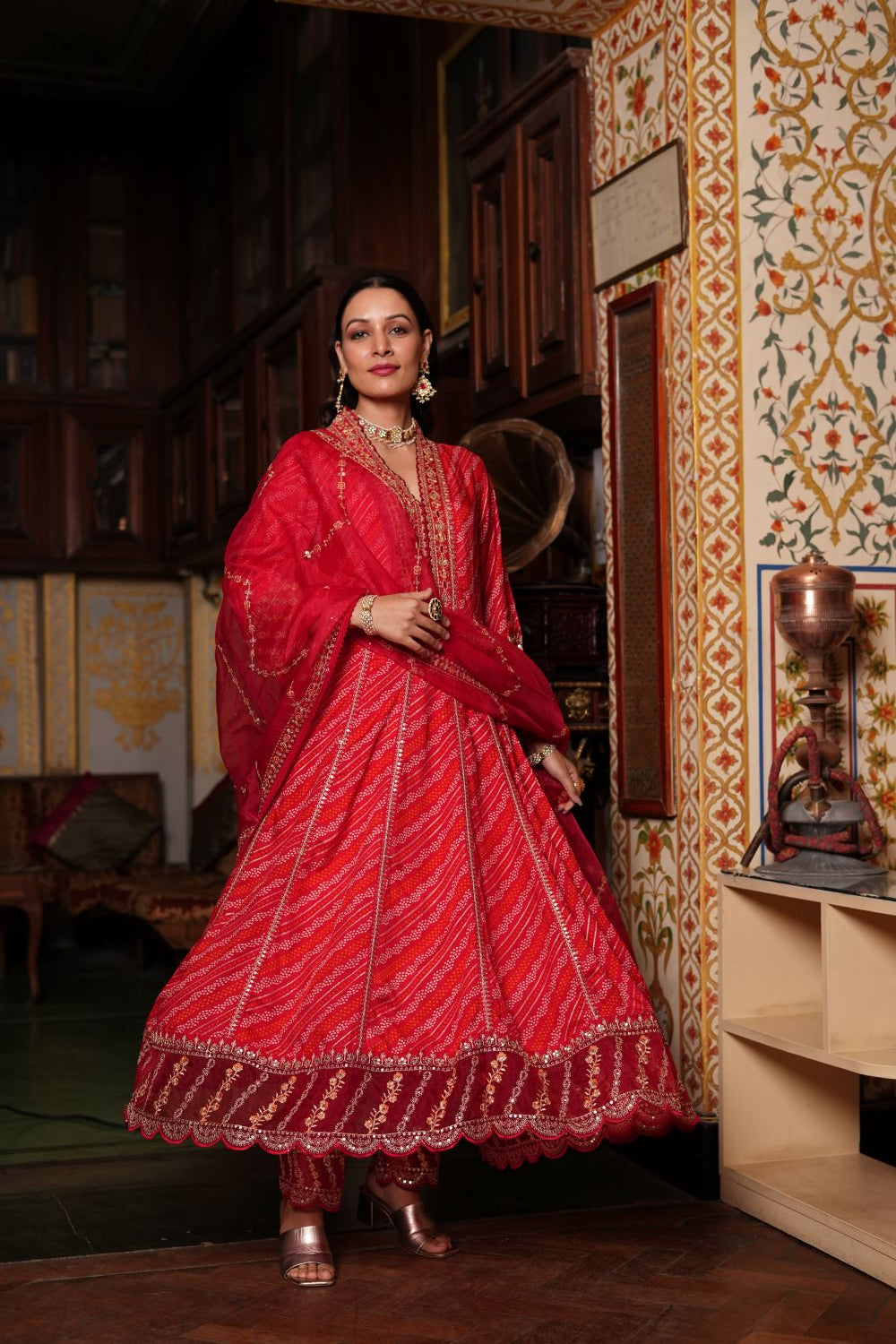Scarlet Red Anarkali Suit Set