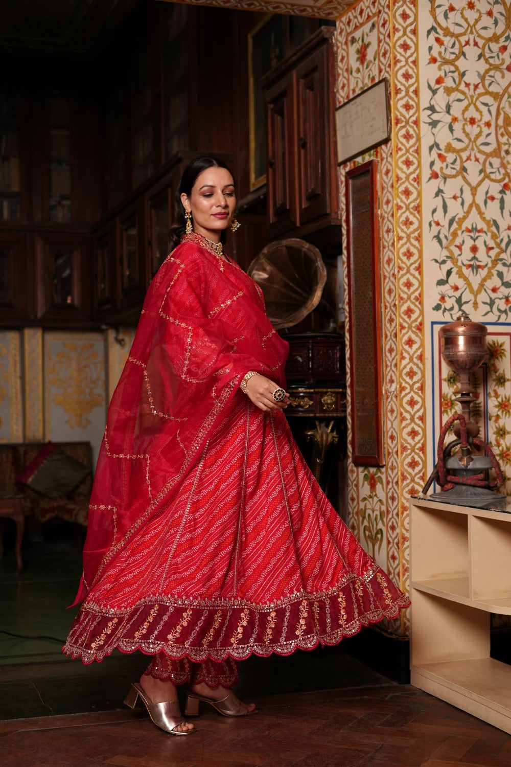 Scarlet Red Anarkali Suit Set