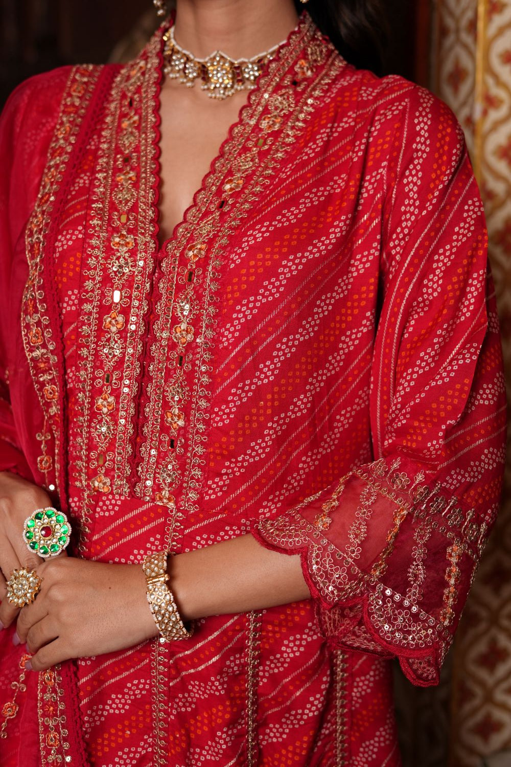 Scarlet Red Anarkali Suit Set