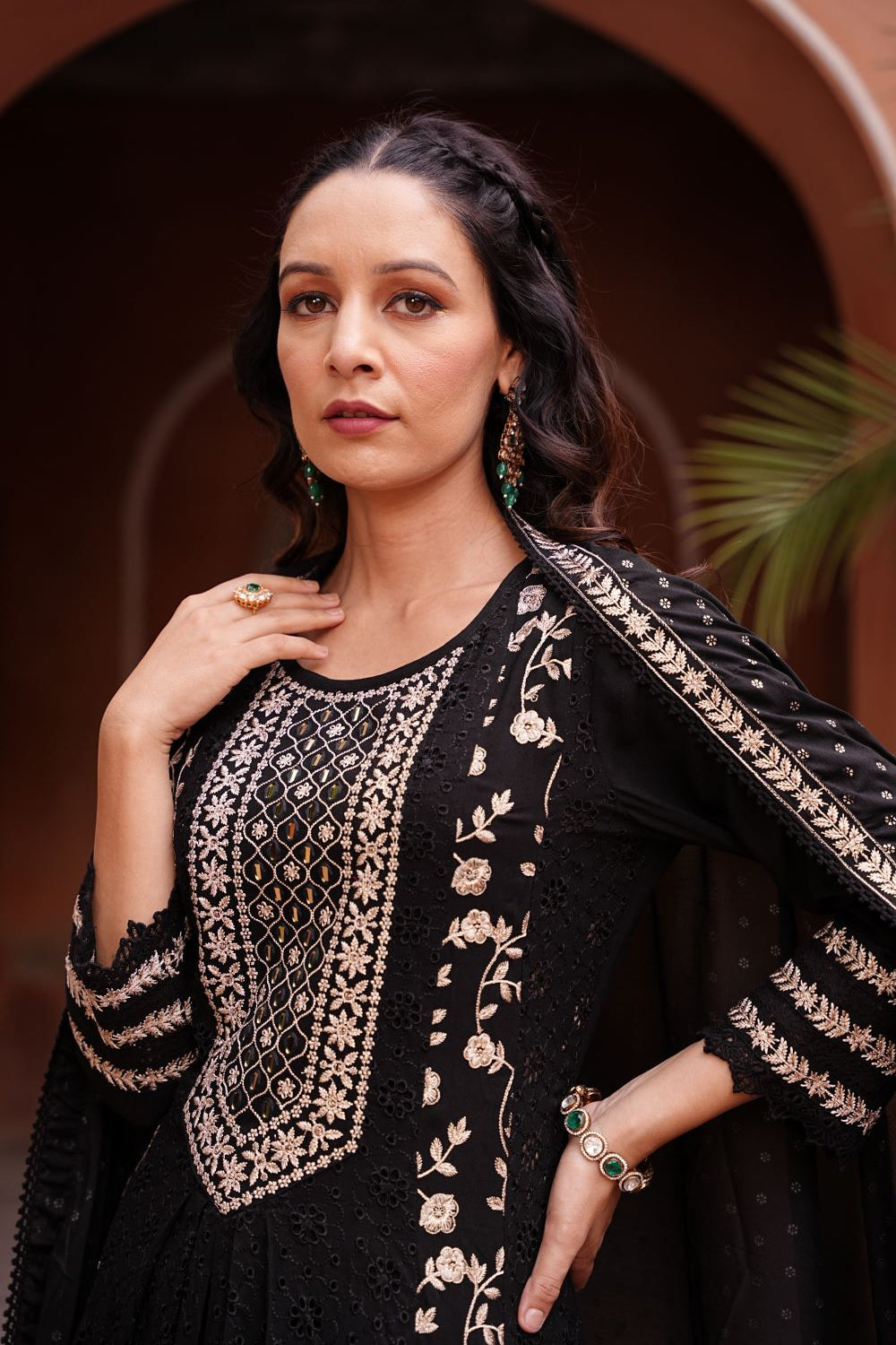 Charcoal Black Anarkali Suit Set