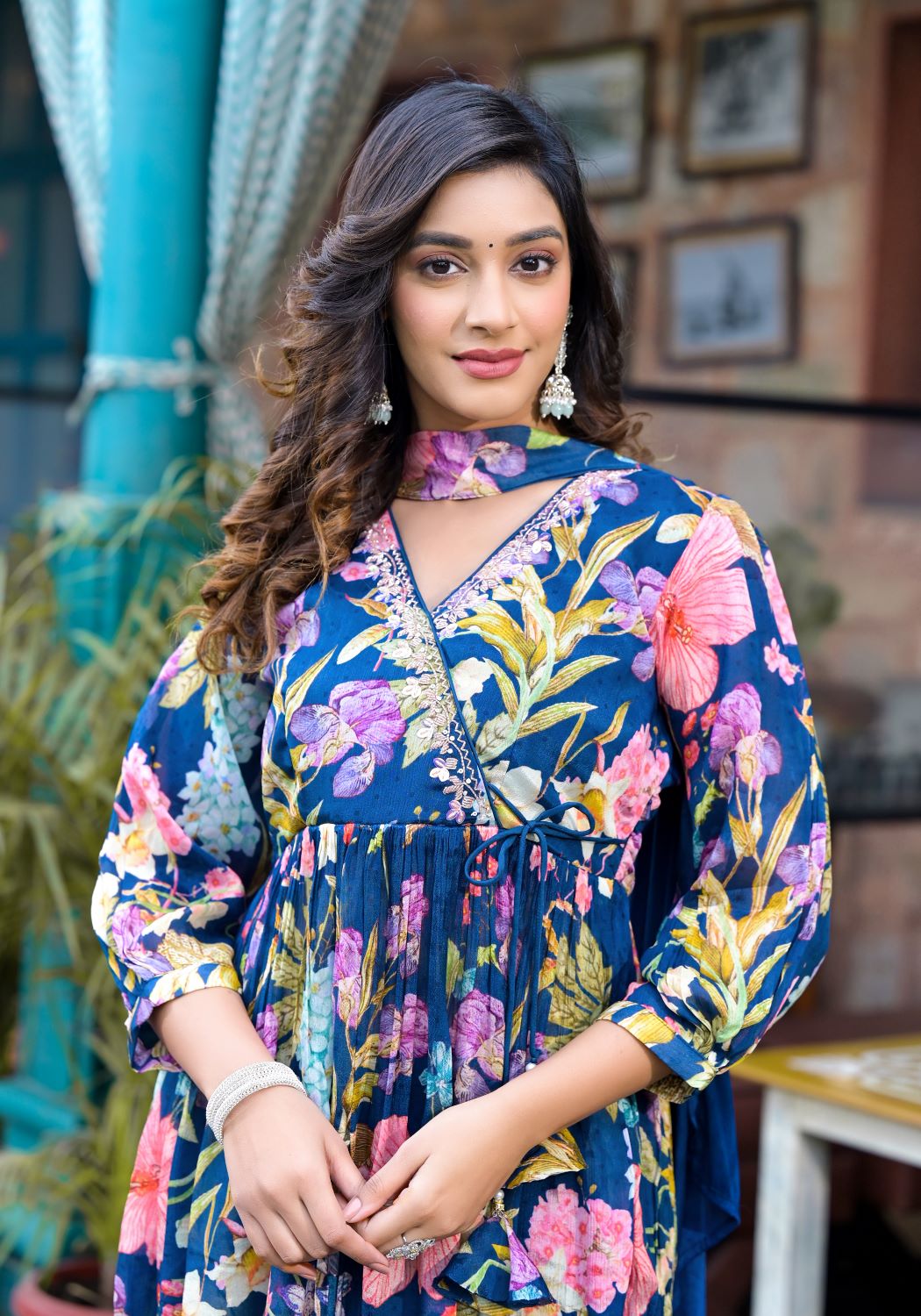 Navy Blue Anarkali Suit Set