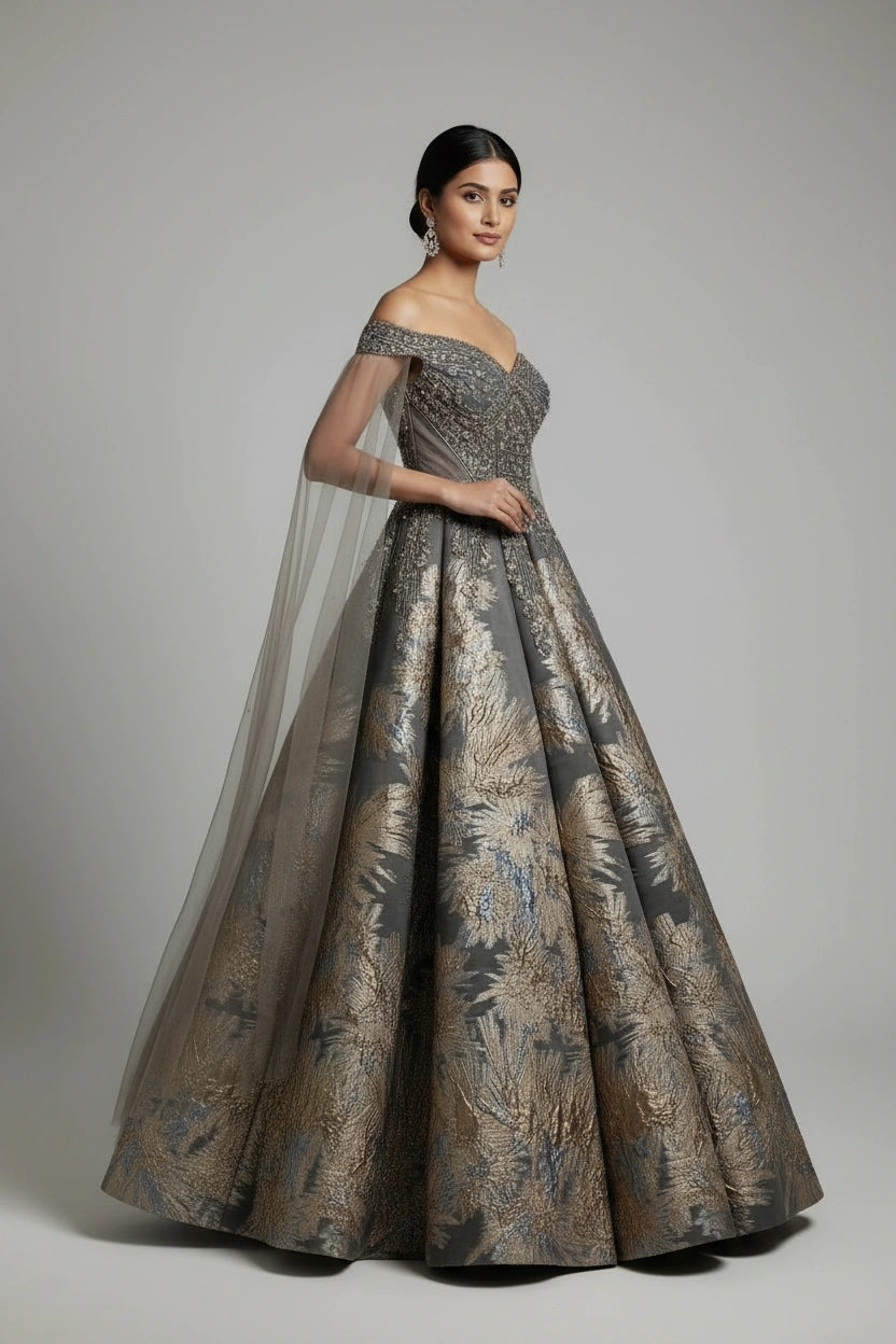 Premium Tissue Suit Gown - View 3 | Rangoli
