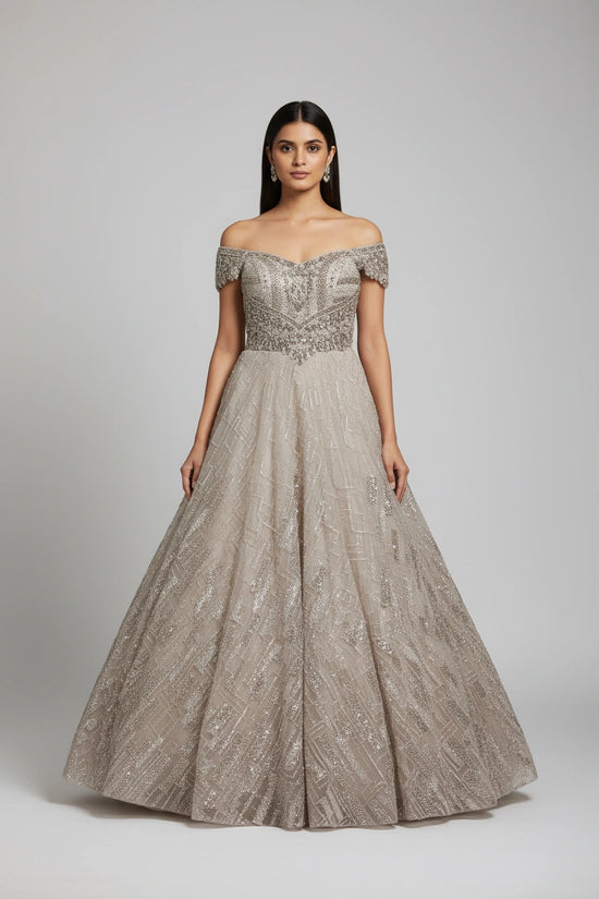 Luxe Embroidered Net Suit Gown | Rangoli