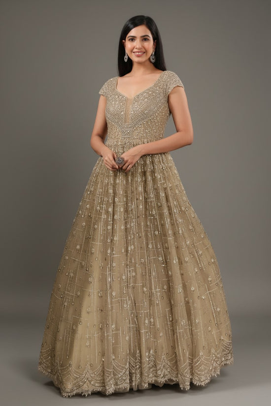 Luxe Embroidered Net Suit Gown | Rangoli