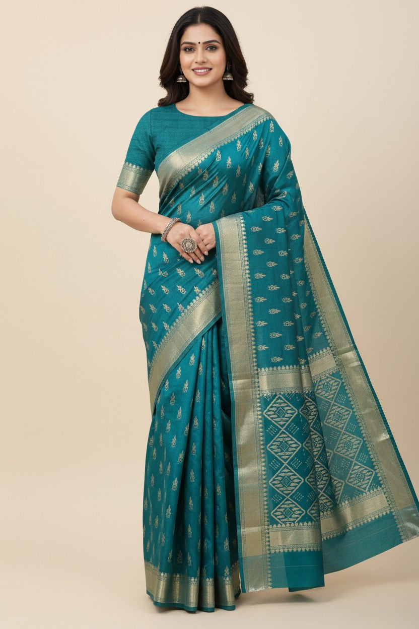 Handcrafted Pure Tussar Silk Printed Saree - Mustard | Rangoli