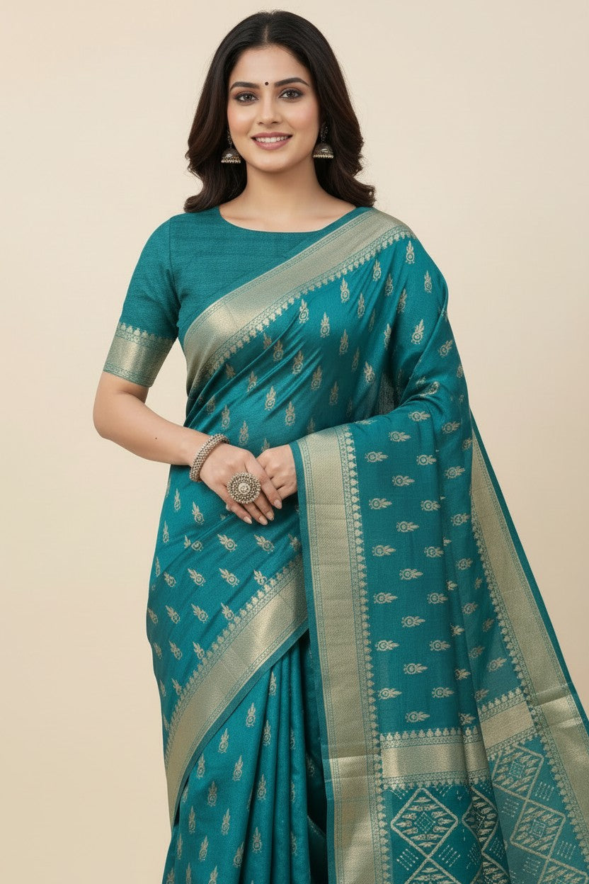 Handcrafted Pure Tussar Silk Printed Saree - Rani | Rangoli