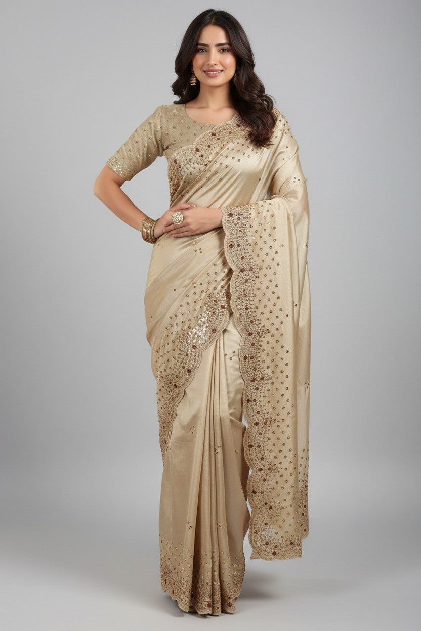 Handcrafted Tissue Embroidery Saree - Rangoli Sarees
