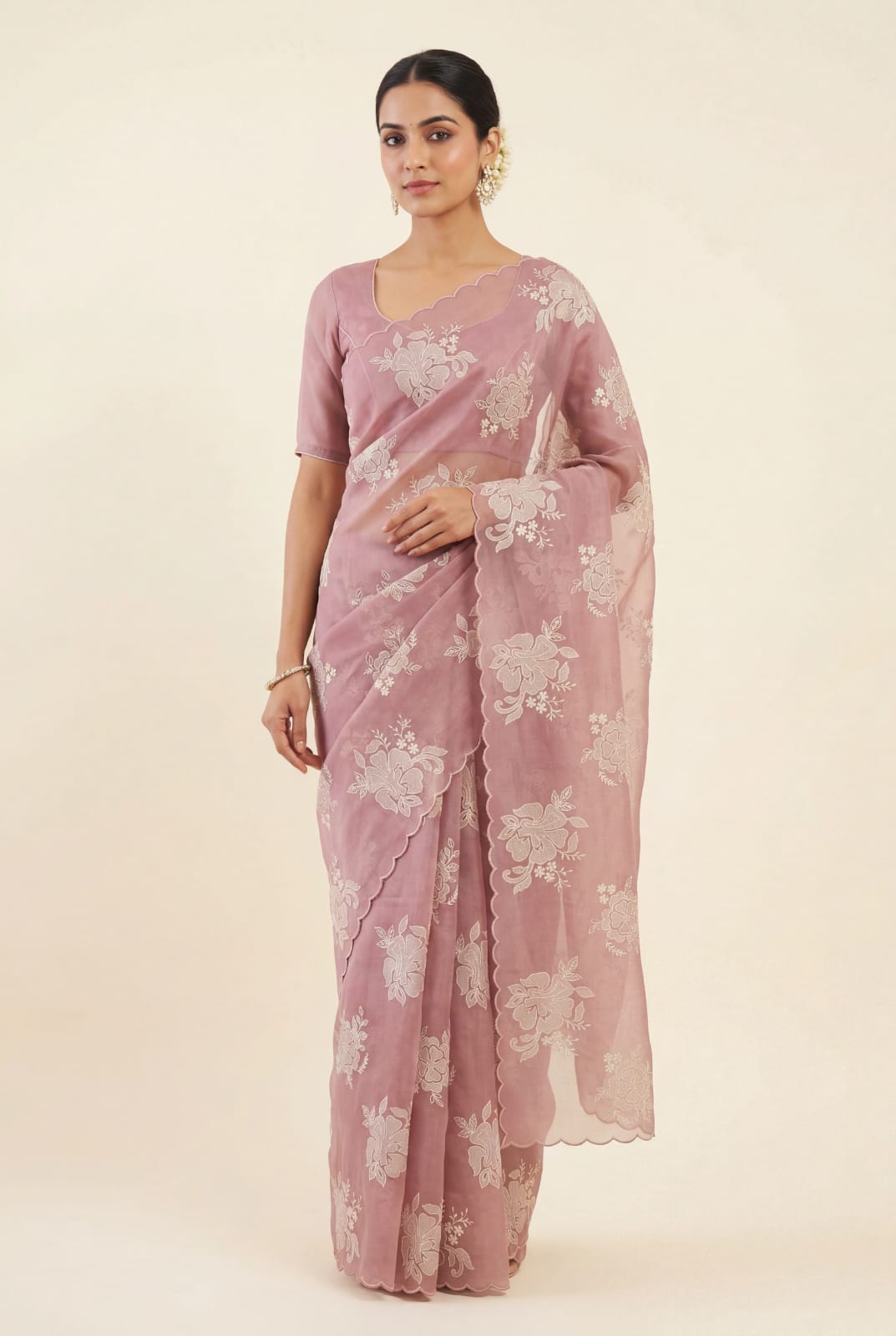 Handcrafted Linen Tissue Embroidery Saree - Rangoli Sarees