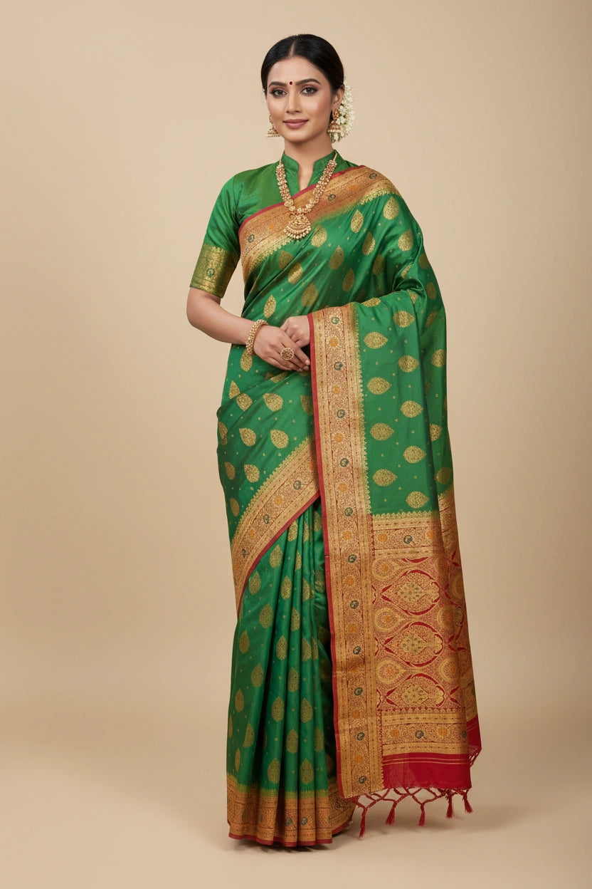 Traditional Silk Katan South Silk Saree - Rangoli Sarees
