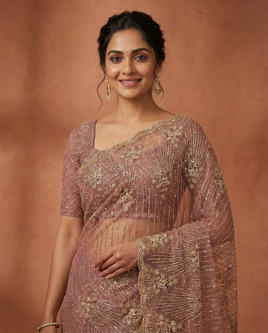 Net Embroidered Saree