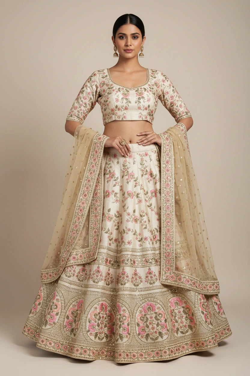Premium Raw Silk Lehenga Choli Set | Rangoli