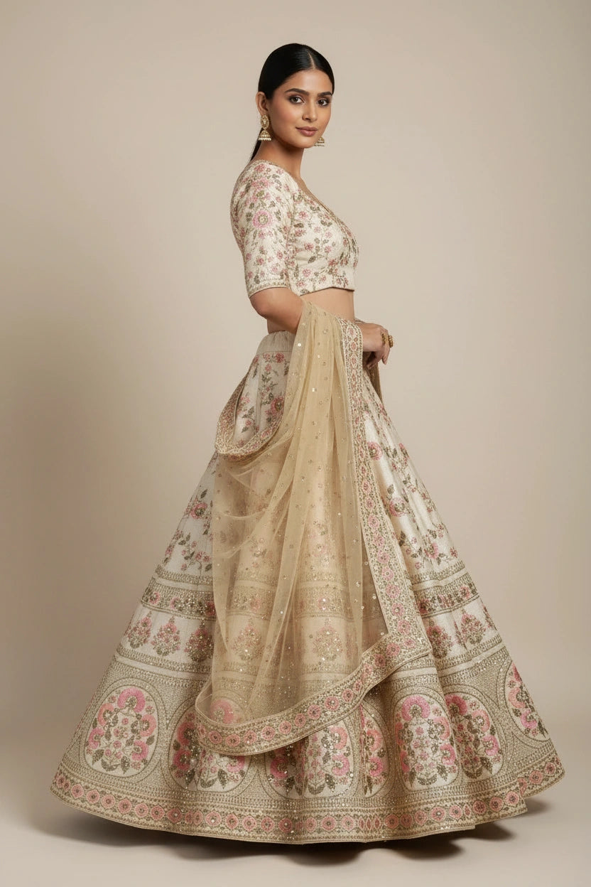 Premium Raw Silk Lehenga Choli Set - View 3 | Rangoli