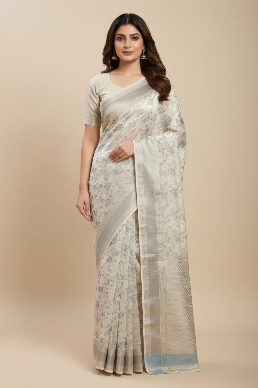 Heritage Zari Cotton Banarasi Saree - Rangoli Sarees