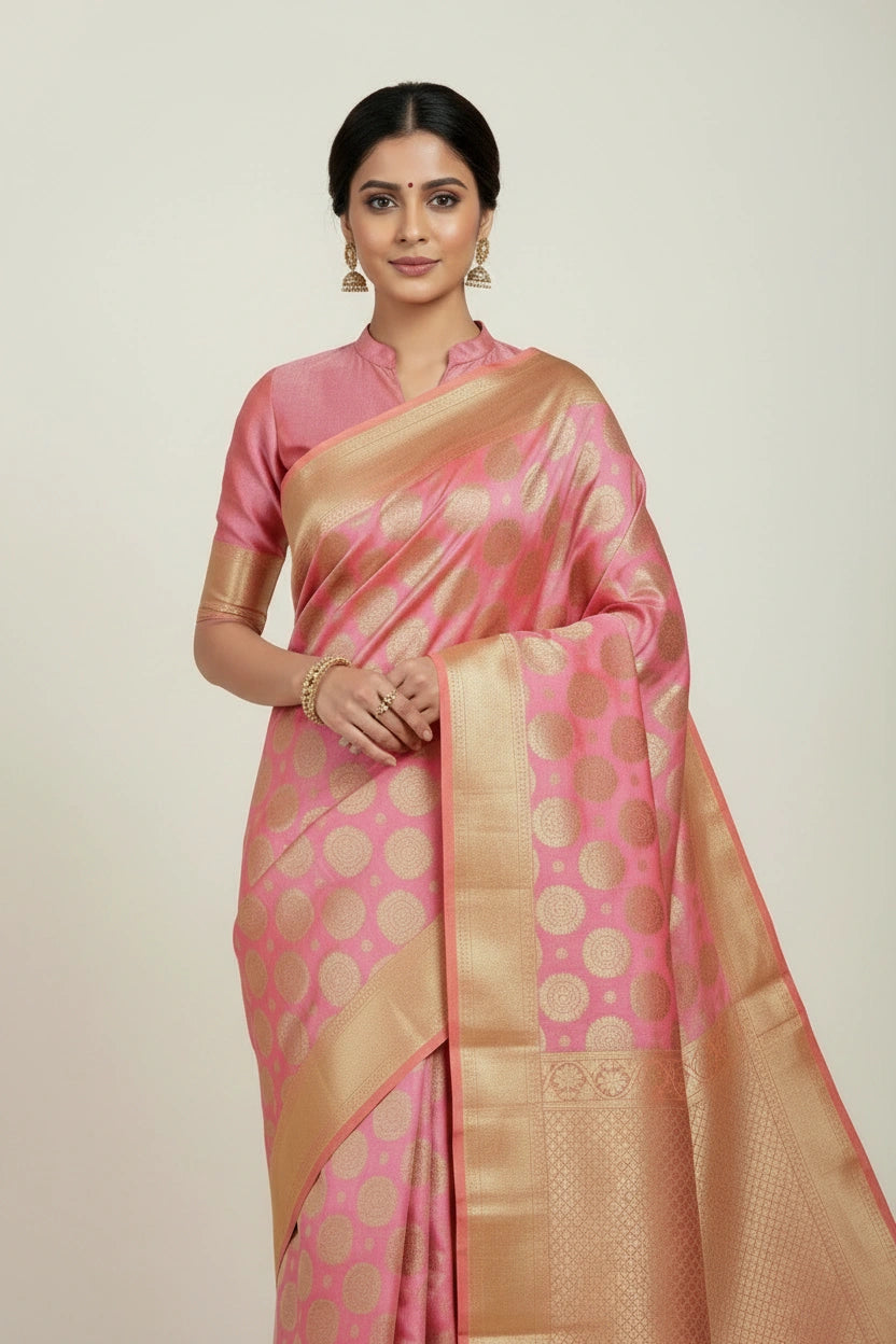 Handcrafted Kota Doria Banarasi Silk Saree - Blue | Rangoli