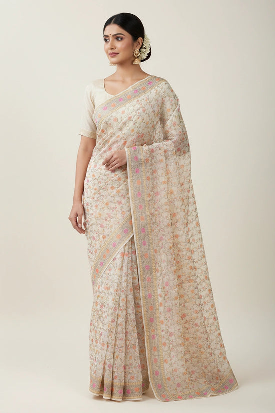 Heritage Zari Kota Doria Banarasi Saree - Rangoli Sarees