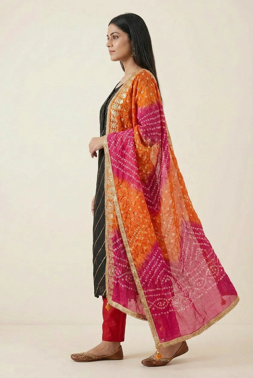 Black Chanderi Straight Suit with Embroidery for Daily Wear