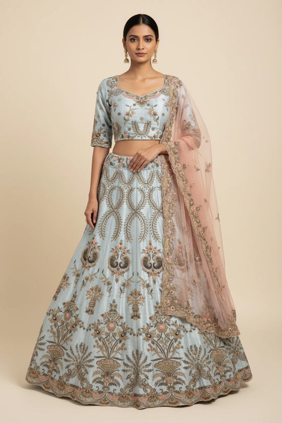 Designer Raw Silk Lehenga Choli Set | Rangoli