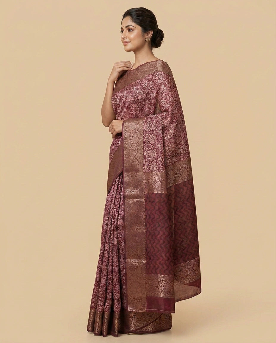 Printed Chanderi Saree - Rangoli India