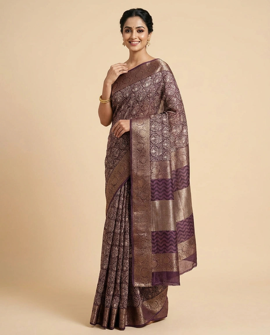 Printed Chanderi Saree - Rangoli India