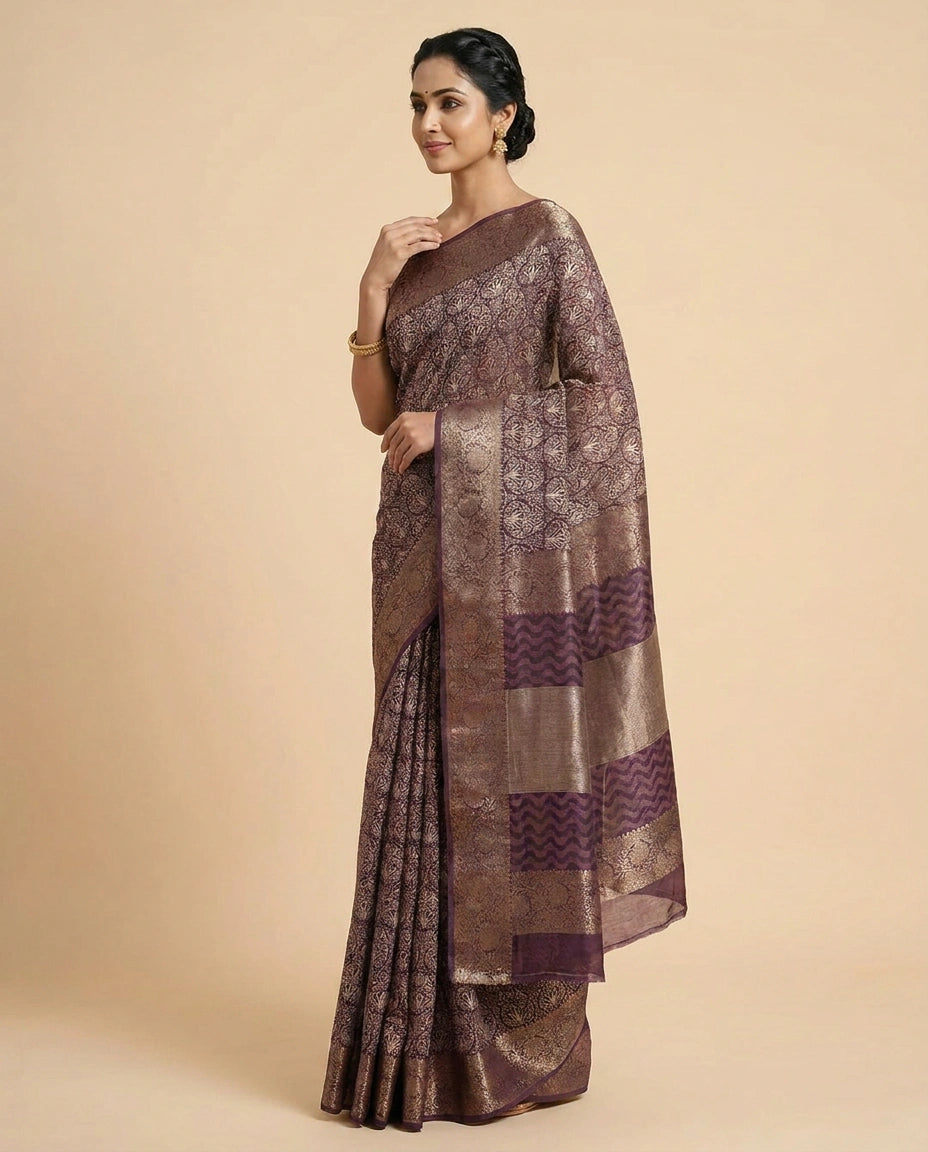 Printed Chanderi Saree - Rangoli India