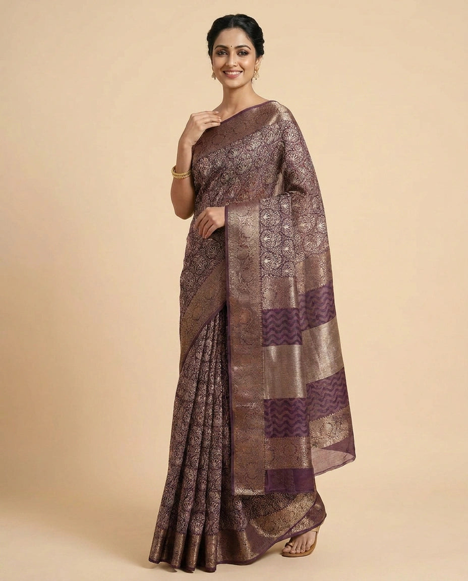 Printed Chanderi Saree - Rangoli India