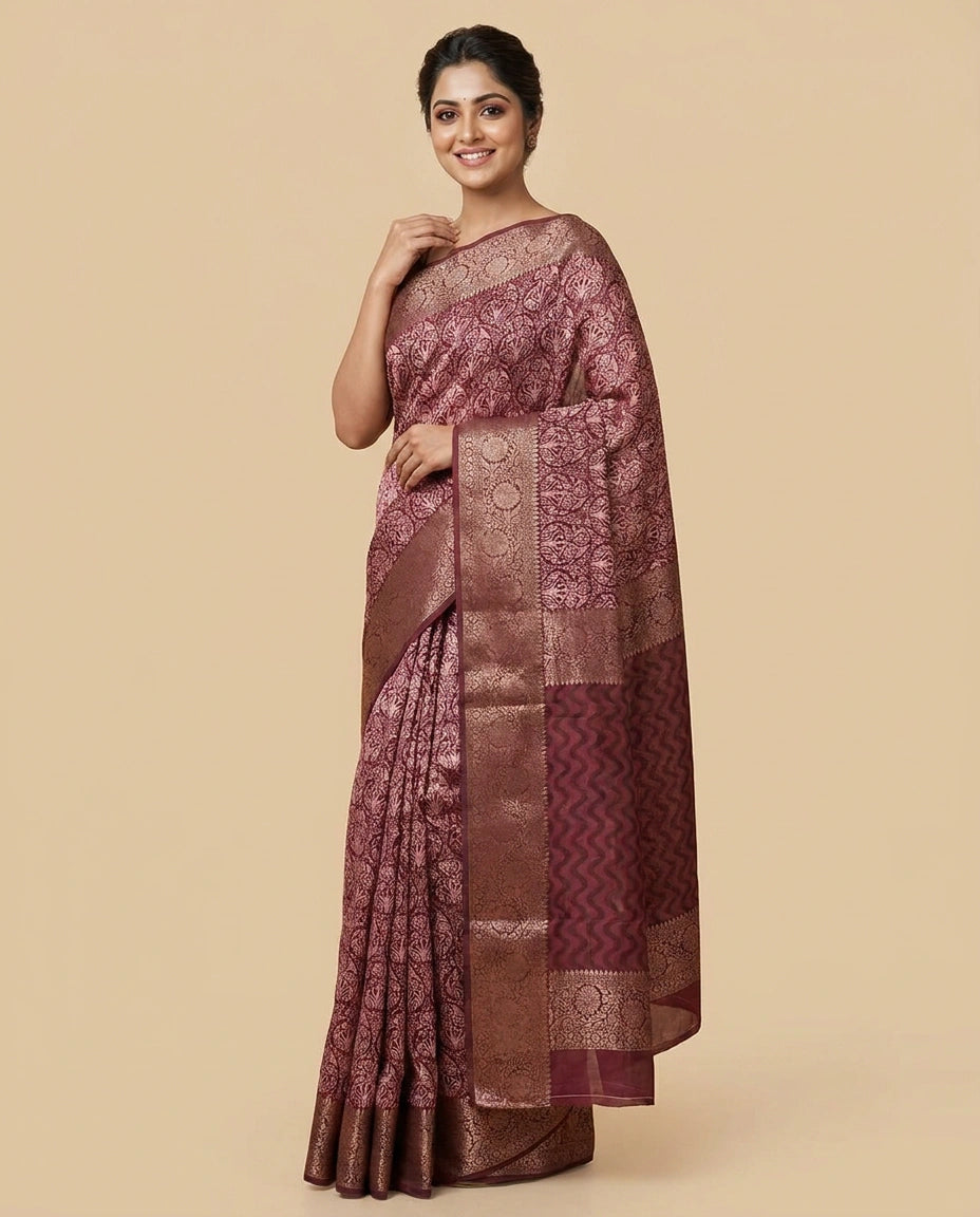 Printed Chanderi Saree - Rangoli India