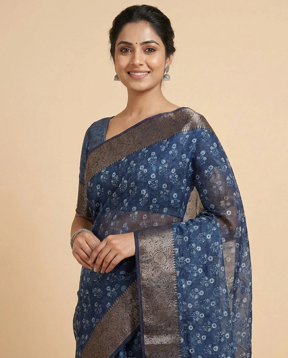 Printed Saree in Chanderi - Rangoli India