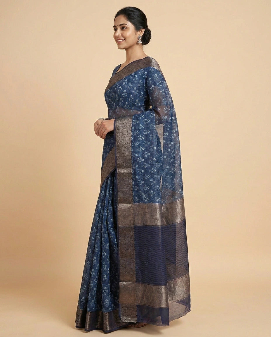 Printed Saree in Chanderi - Rangoli India