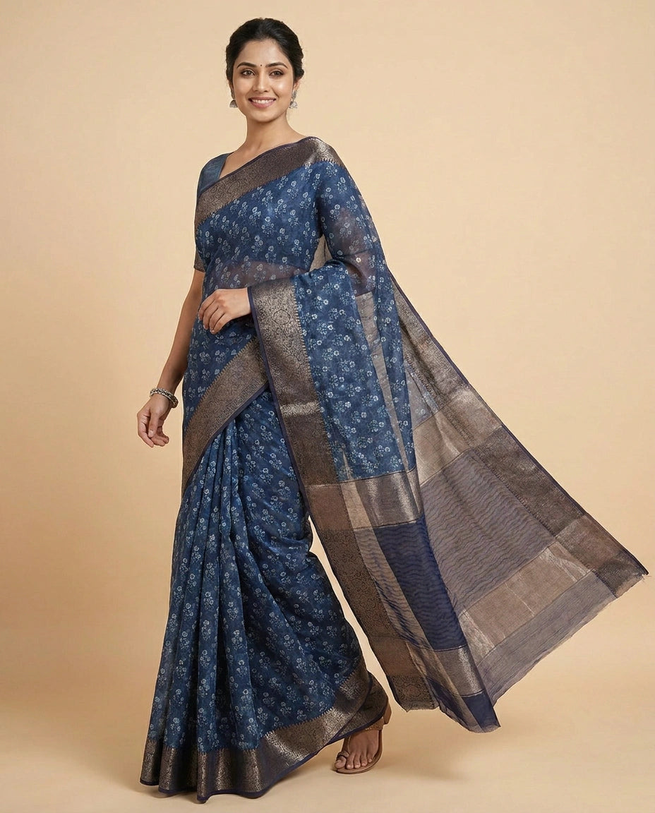 Printed Saree in Chanderi - Rangoli India