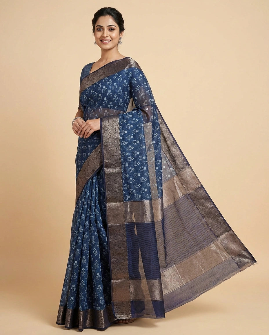Printed Saree in Chanderi - Rangoli India