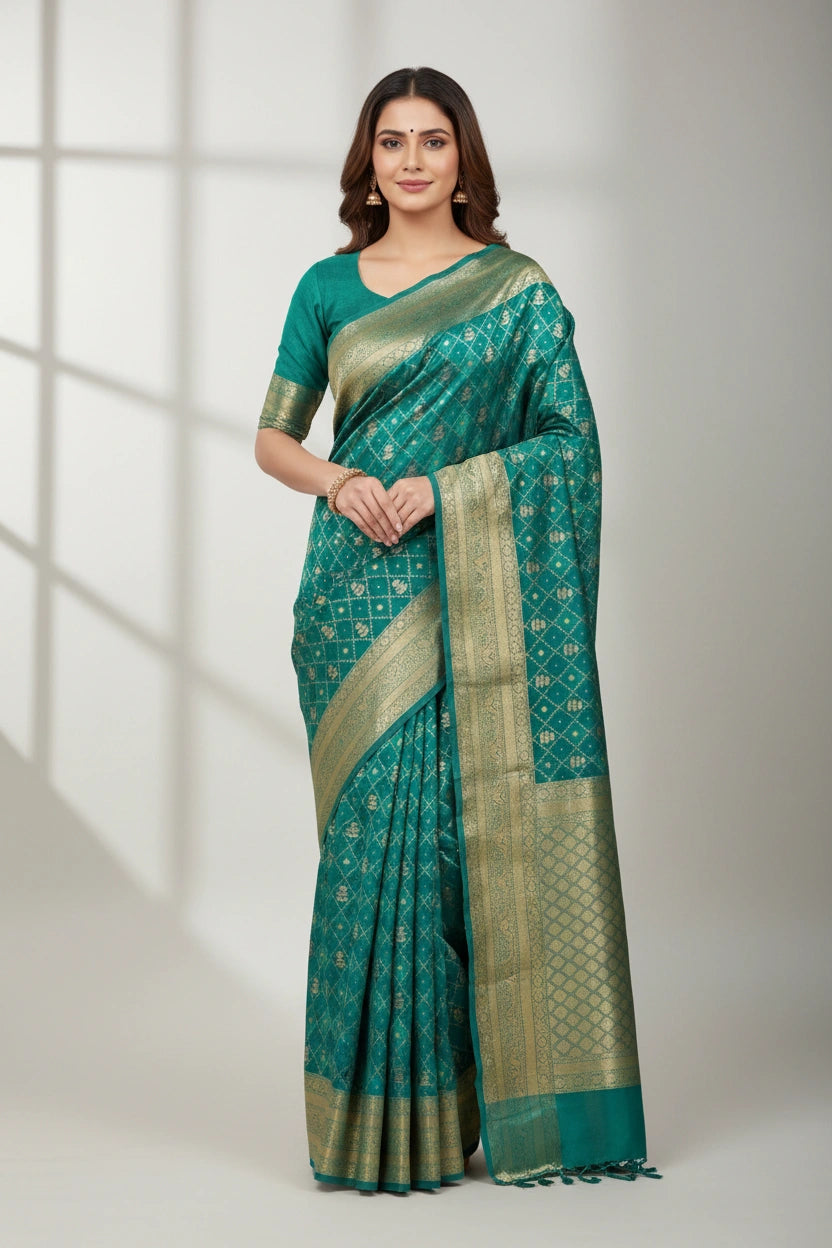 Assam Silk Katan Saree with Handwoven Heritage Motifs | Rangoli