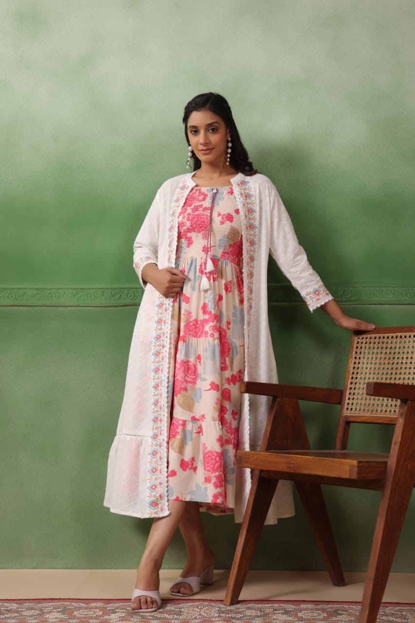 Off White Designer Gown with Jacket