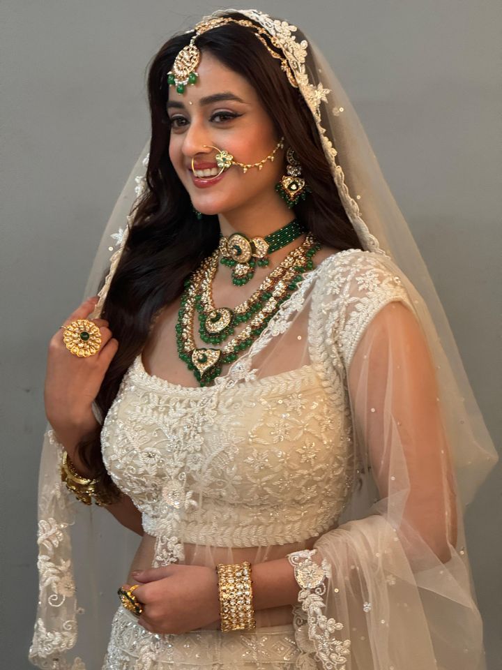 Ivory Opulence Embroidered Couture Bridal Lehenga - net Indian ethnic wear by Rangoli