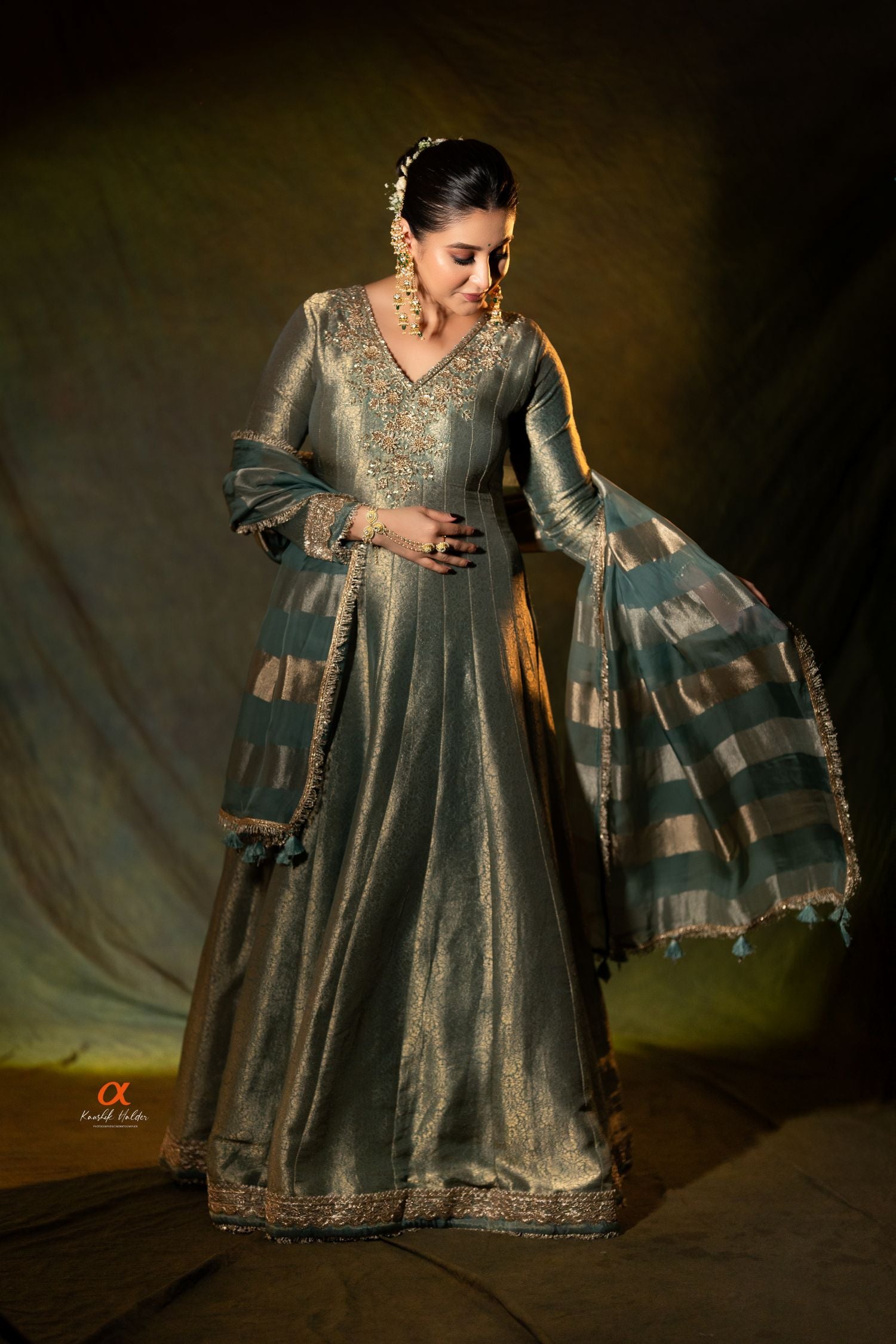 Turquoise Embellished Designer Anarkali Set – Occasion Wear