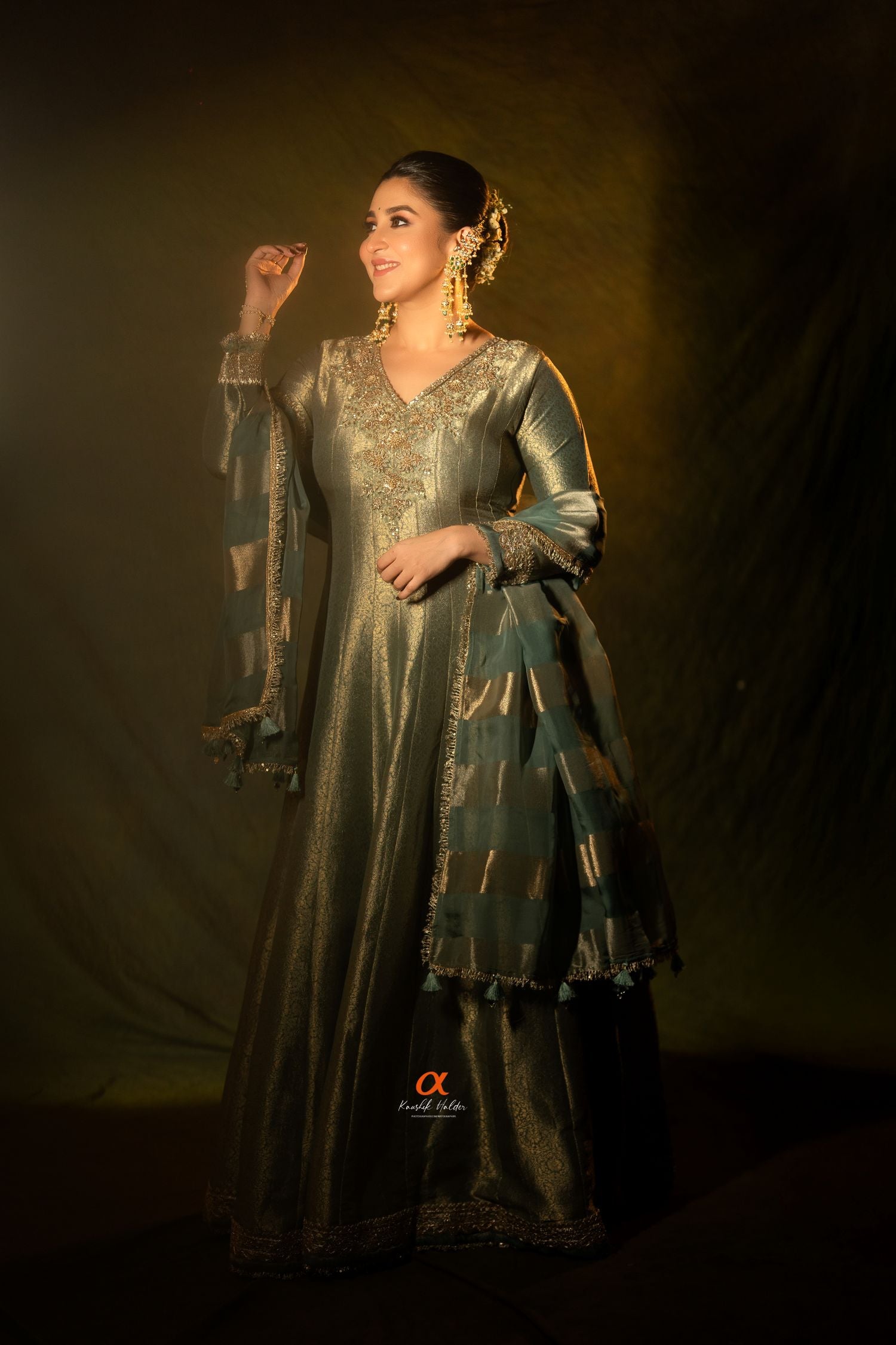 Sage Green Embellished Designer Anarkali Set – Occasion Wear