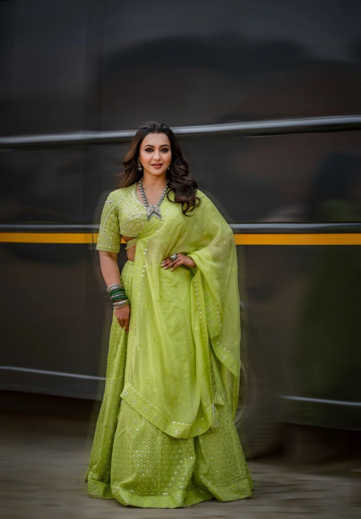 Pista Noor Embroidered Silk Katan Lehenga Set - silk Indian ethnic wear by Rangoli