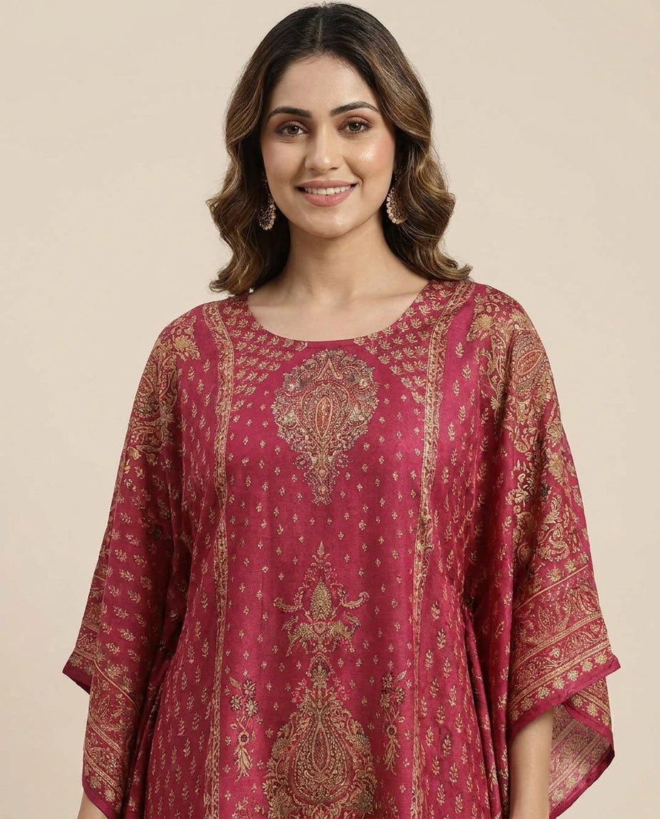 Fuchsia Pink Kaftan Set - Rangoli India