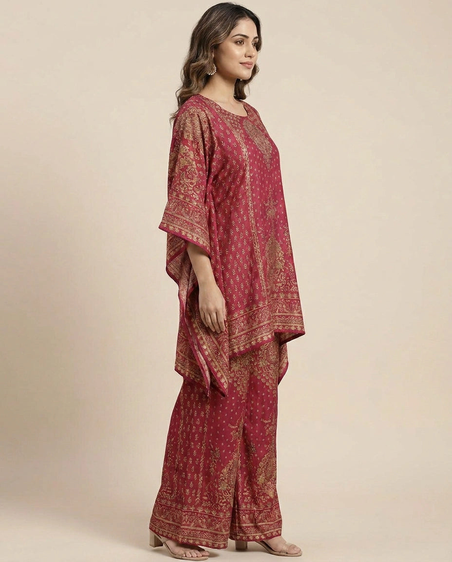 Fuchsia Pink Kaftan Set - Rangoli India