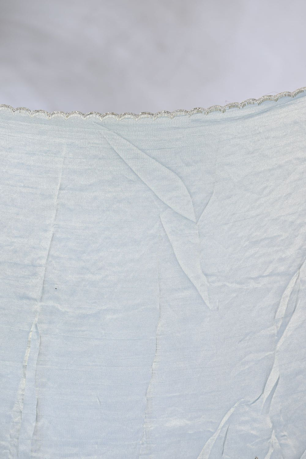 Firozi Blue Organza and Tissue Embroidery Tissue Saree