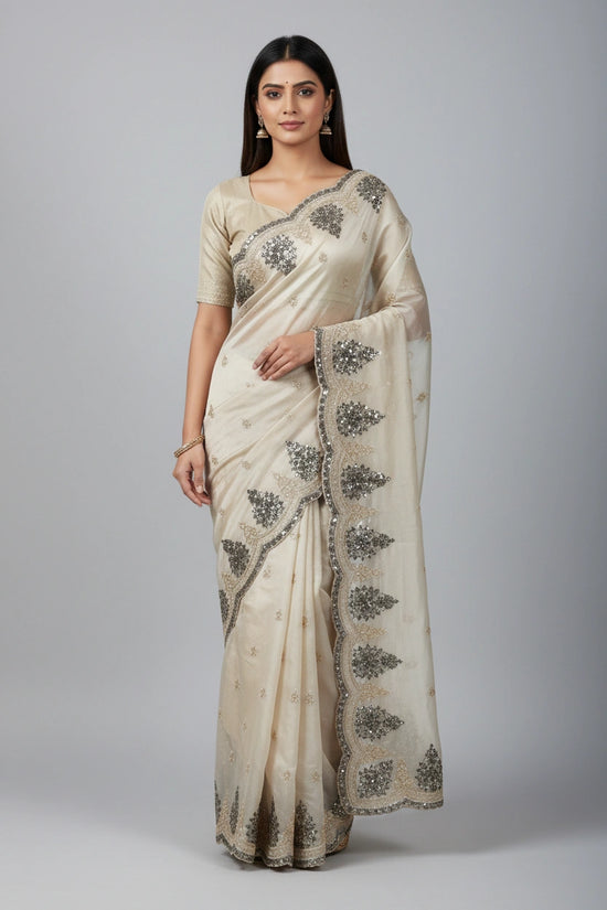 Handcrafted Tissue Embroidery Saree - Rangoli Sarees
