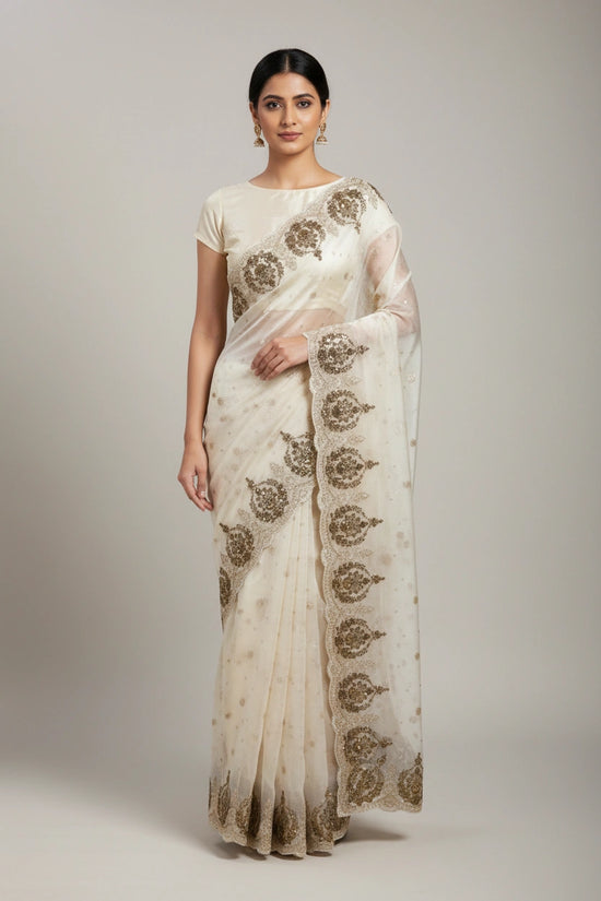 Handcrafted Tissue Embroidery Saree - Rangoli Sarees