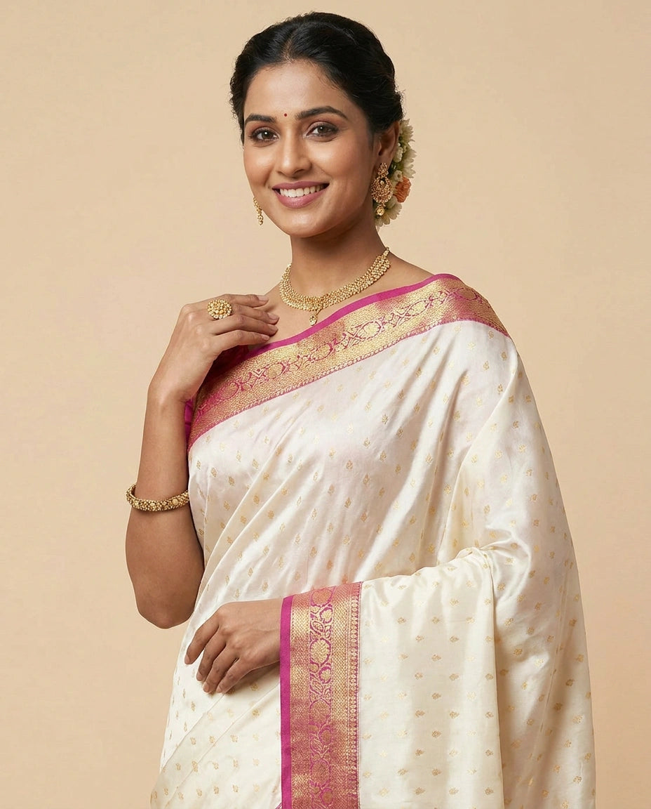 Banaras Wedding Satin Silk Saree - Rangoli India