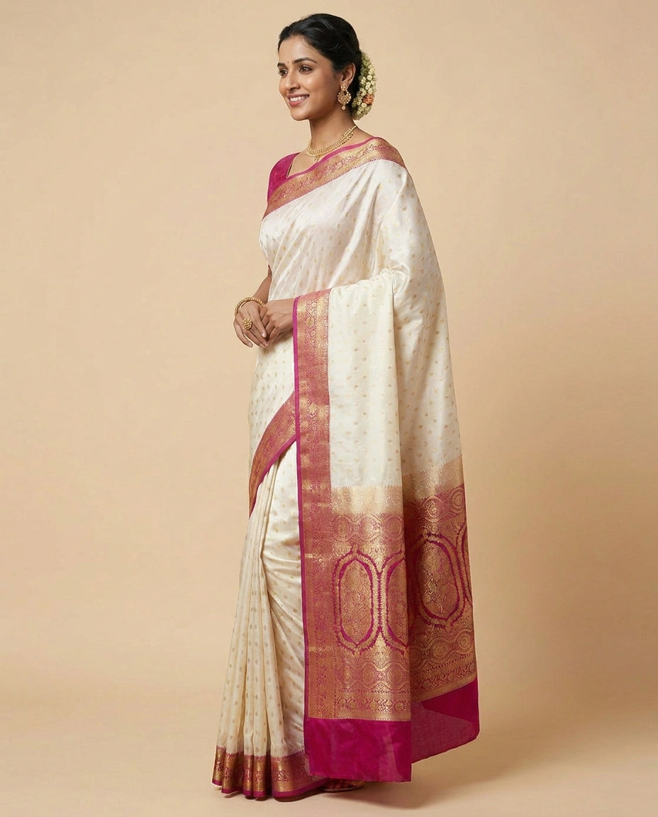 Banaras Wedding Satin Silk Saree - Rangoli India
