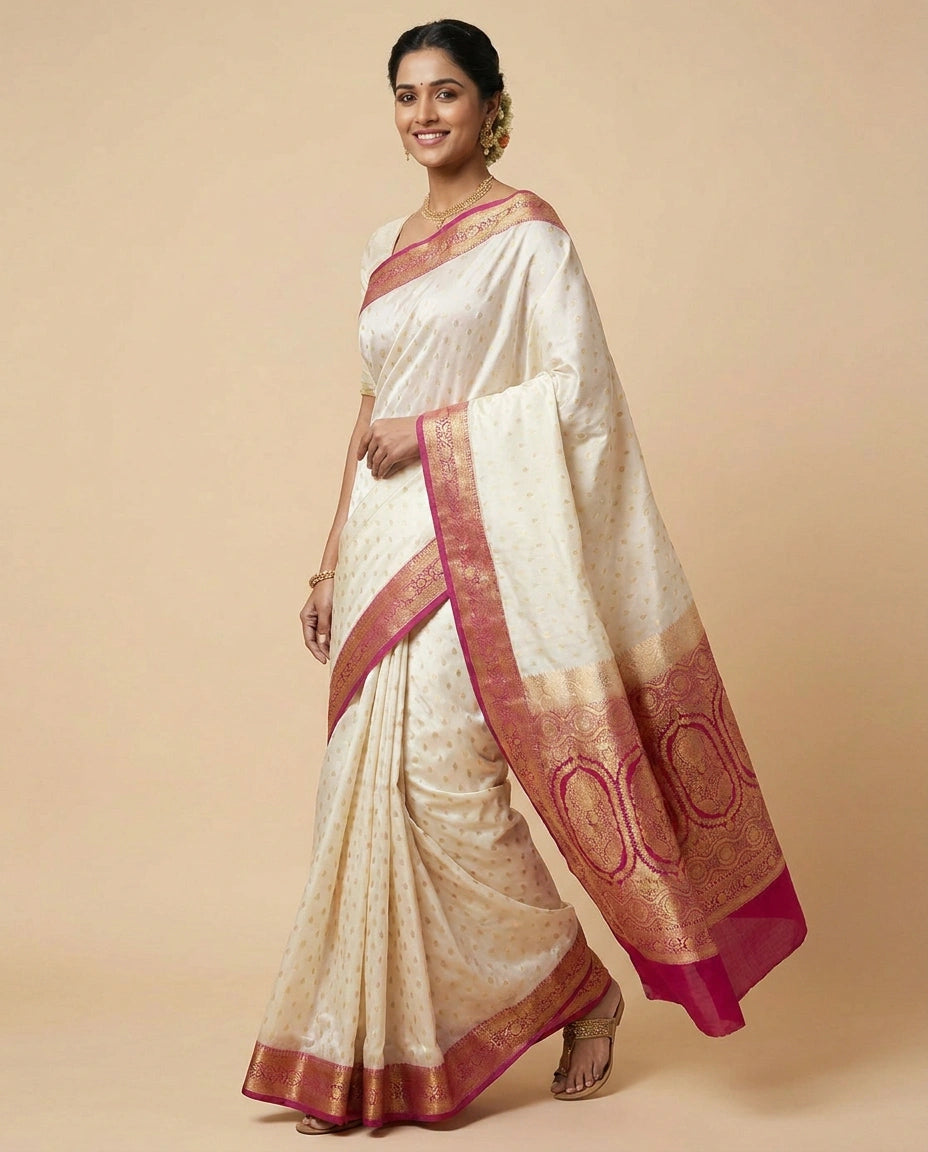Banaras Wedding Satin Silk Saree - Rangoli India