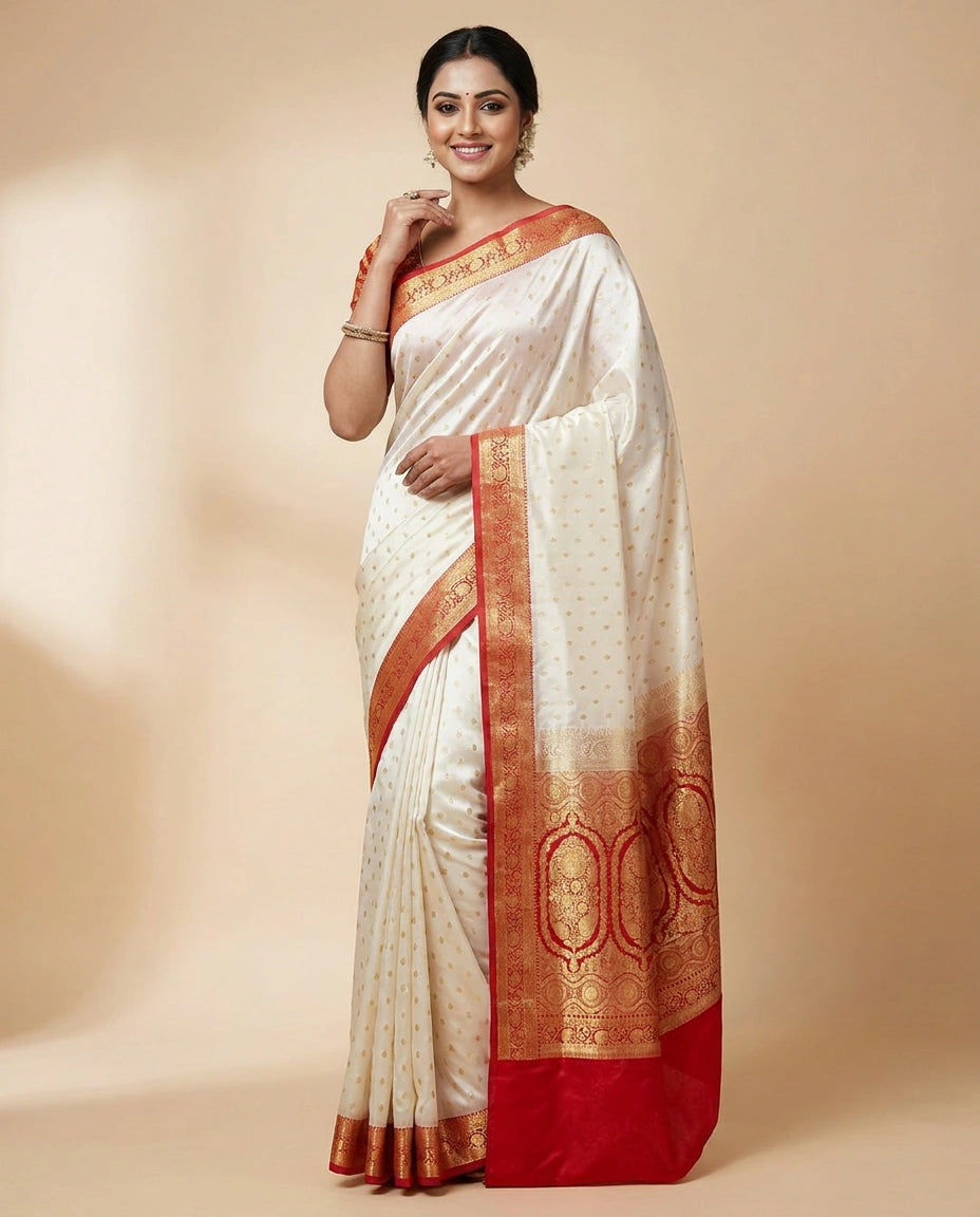 Banaras Wedding Satin Silk Saree - Rangoli India